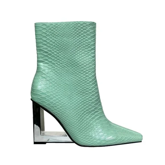靴 y2k ring heal Buckle Boot crocoleather Y2K Spiral Real Leather Black Ruched Boots Pointed Toe